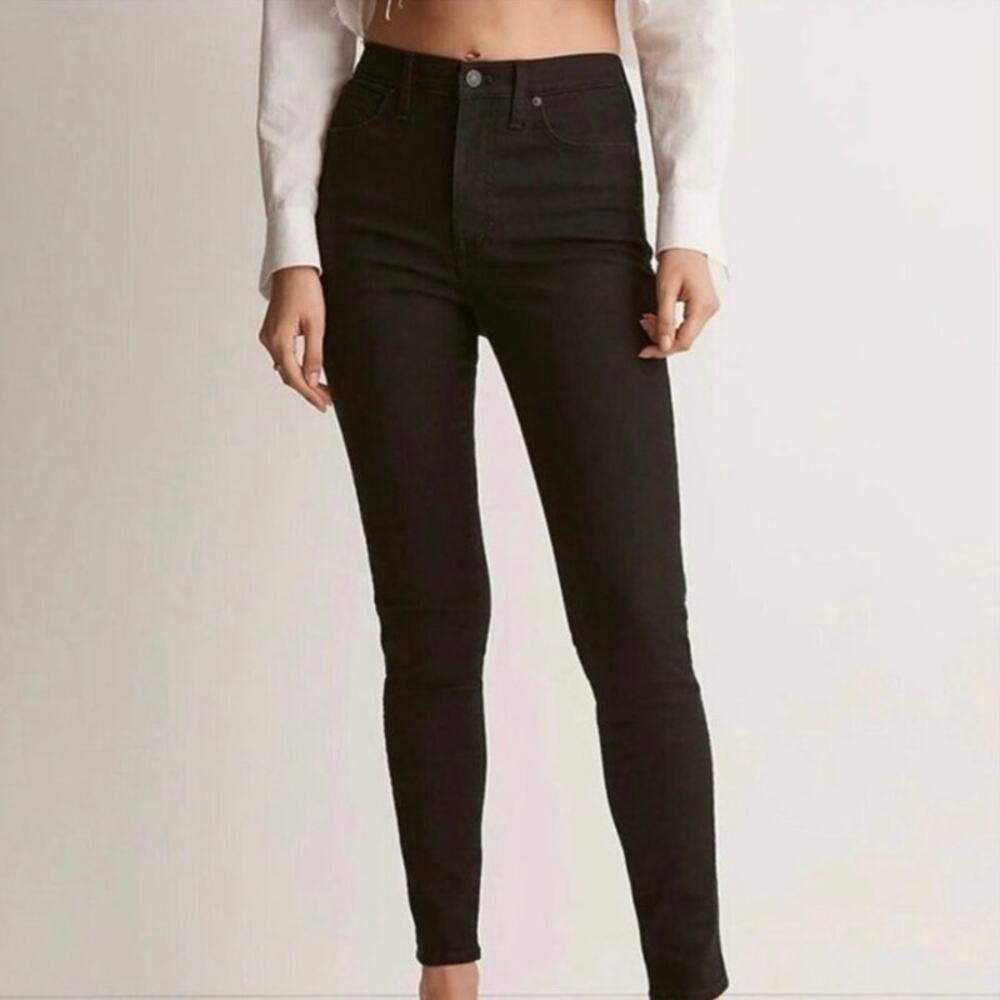 Madewell 9” High Rise Skinny Jeans Black Button Fly Raw Hem Women’s 28